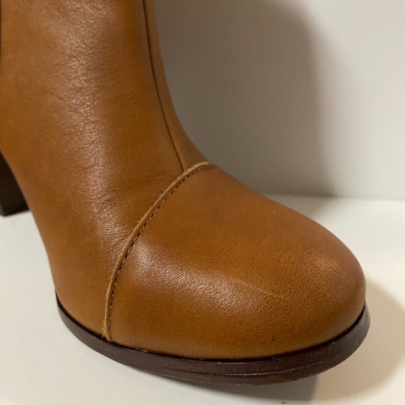 Toms Booties Women’s 7 Brown Leather Lunata Boots Casual Round Toe Block Heel - Picture 9 of 13